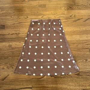 Petite small brown and white dot skirt NWT